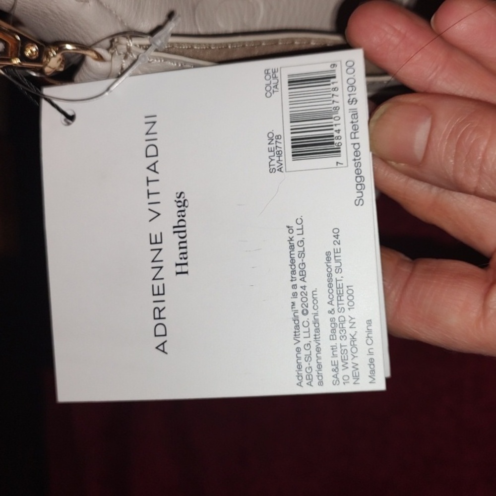 Adrienne Vittadini NWT taupe vegan leather shoulder/crossbody bag $190 retail - Picture 4 of 16